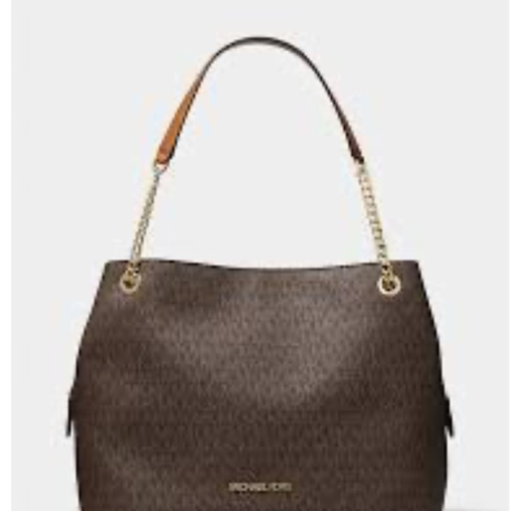 Michael Kors Jet Set Large Signature Logo Chain Tote with Gold Accents NWOT